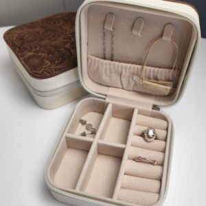 Travel Jewelry Organizer with Leather Top