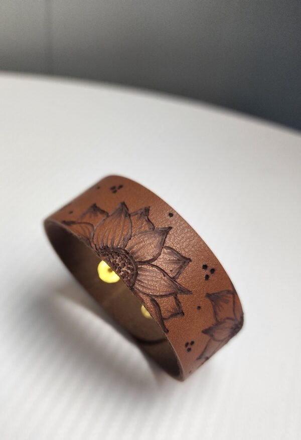 Leather Sunflower Bracelet