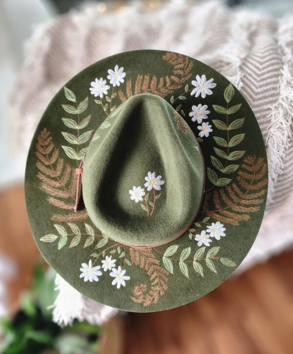 Daisies and Leaves: Green Fedora - Image 7