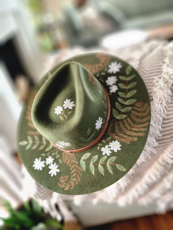 Daisies and Leaves: Green Fedora - Image 6