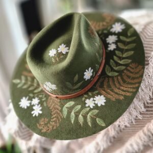 Daisies and Leaves: Green Fedora